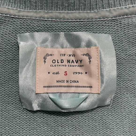 Y2K Old Navy Womens Preppy Fitted Sweater Size Small Blue Angora Wool Blend - Picture 2 of 6